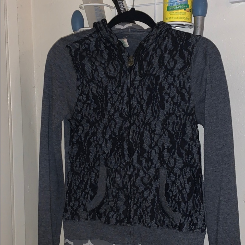 Grey & Black lace hoodie